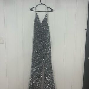 Elegant Silver Sequin Jumpsuit